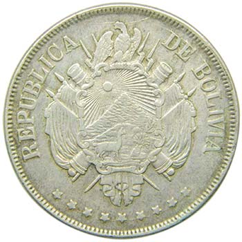Bolivia. Boliviano. 1872 PTS FE. ... 