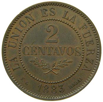 Bolivia. 2 Centavos. 1883 ESSAI. ... 