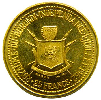 Burundi. (1962-66). 25 francs. ... 