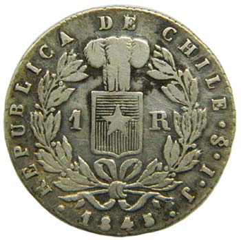 Chile. 1 real. 1845 So IJ. ... 