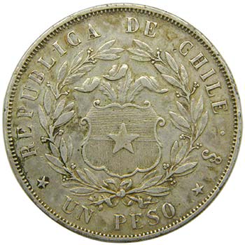 Chile. 1 Peso. 1853. Santiago. ... 