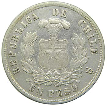 Chile. 1 Peso. 1882. Santiago. ... 