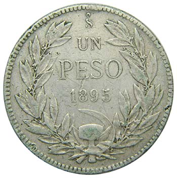 Chile. 1 peso. 1895. (km152.1). ... 