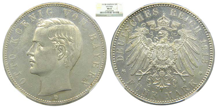 Alemania.  Bavaria. 5 Mark. 1913 ... 