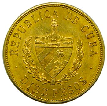 Cuba. 10 pesos. 1915. (km#20). ... 