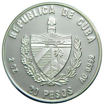Cuba. 20 Pesos. 2000. 62,29 gr. ... 