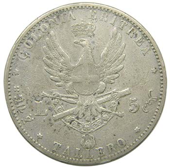 Eritrea. 5 Lire - Tallero. 1891. ... 