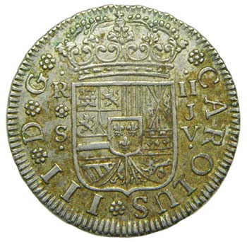 CARLOS III. 2 Reales. 1761 JV. ... 
