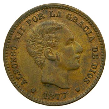 ALFONSO XII. 5 céntimos. 1877. ... 