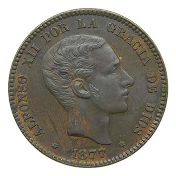 ALFONSO XII. 10 céntimos. 1877. ... 