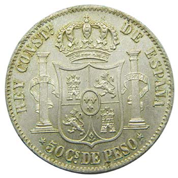 ALFONSO XII. 50 Centavos de Peso. ... 