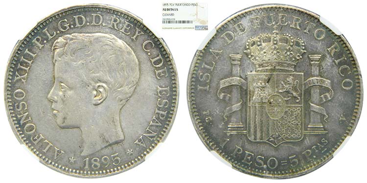 ALFONSO XIII. 1 peso. 5 pesetas. ... 