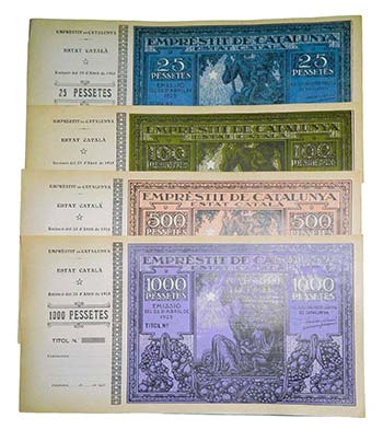 Serie 4 billetes. 1925. Estat ... 