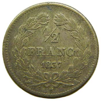 Francia. 1/2 Franc. 1837 A. Paris. ... 
