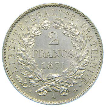 Francia 2 Francs 1871 A. (km817.1) ... 