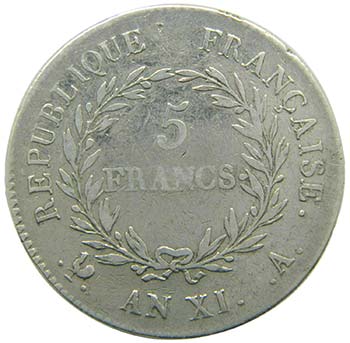 Francia. 5 francs. AN XI. A. ... 