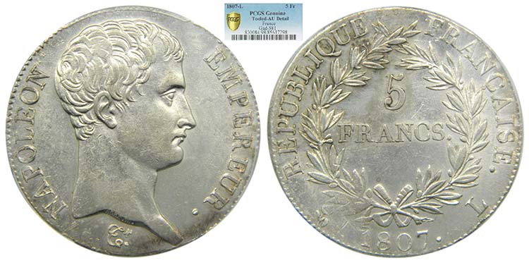 Francia. 5 Francs. 1807 L. ... 