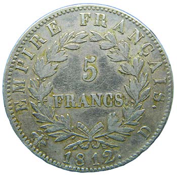 Francia. 5 Francs 1812 D . Lyon . ... 