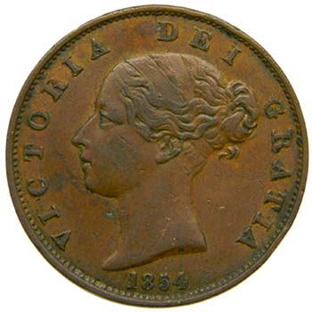 Gran bretañaa. 1/2 penny 1854. ... 