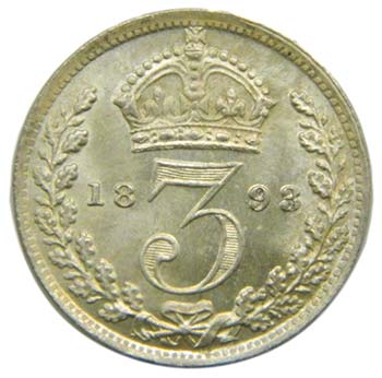 Gran bretaña . 3 Pence. 1893 . ... 