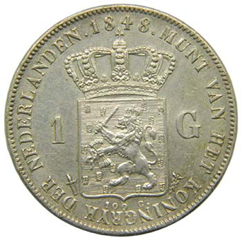 Holanda. 1 Gulden . 1848 . (km#66) ... 