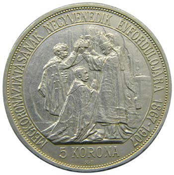 Hungria. 5 korona. 1907. AR. 40 ... 
