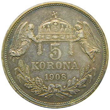 Hungria. 5 korona. 1908 KB . ... 