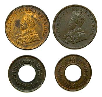 India. Lote 4 monedas. 2 monedas  ... 