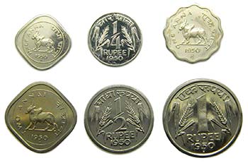 India Set 6 coins 1950  Rupia ... 