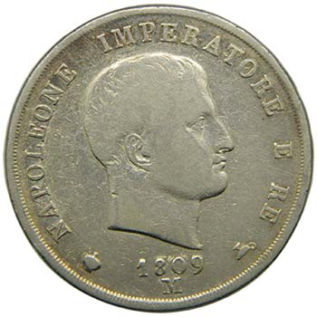 Italia 5 lire 1809 M . Kingdom of ... 
