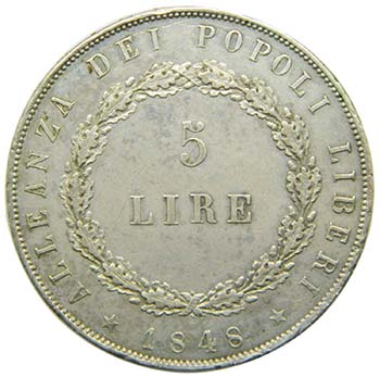 Italia. 5 lire. 1848 . Venezia. ... 