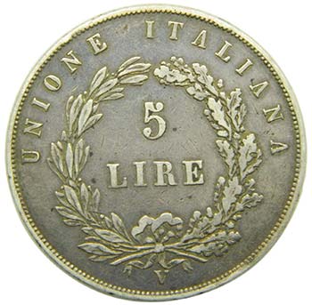 Italia. 5 lire. 1848 V . Venezia. ... 