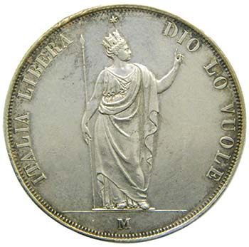 Italia. 5 Lire. Lombardia 1848 M. ... 