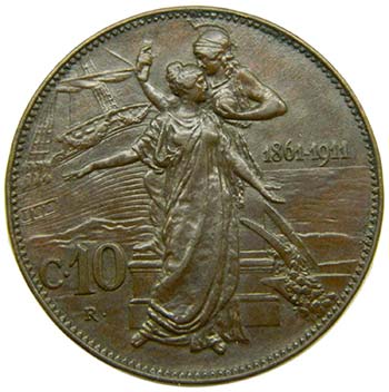 Italia. 10 centesimi. 1911 R Roma ... 