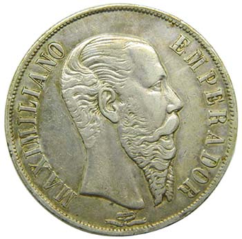 Mexico . 1 Peso. 1866. Maximiliano ... 