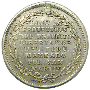 Peru medalla 1821 .Anv: Lima libre ... 