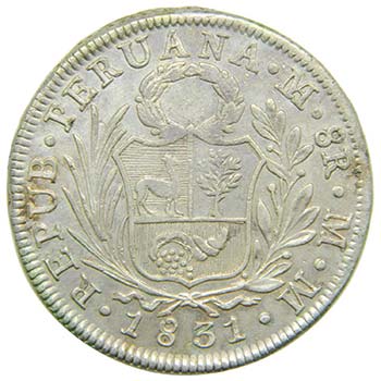 Peru. 8 reales 1831 MM. (km142.3) ... 