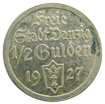 Polonia . DANZIG 1/2 Gulden 1927 ... 