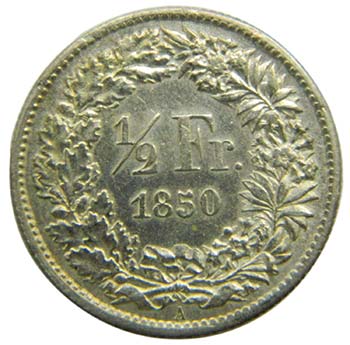 Suiza 1/2 Franc 1850 A (km#8) ... 