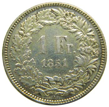 Suiza 1 Franc 1851 A (km#9) ... 