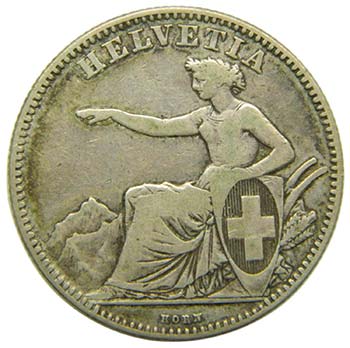 Suiza 2 Franc 1860 B (km#10) ... 