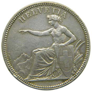 Suiza 5 Franc 1855 (X#S3) ... 