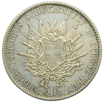 Suiza 5 Franc  1867 Schwyz. ... 