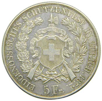 Suiza 5 Franc Zurich 1872 ... 