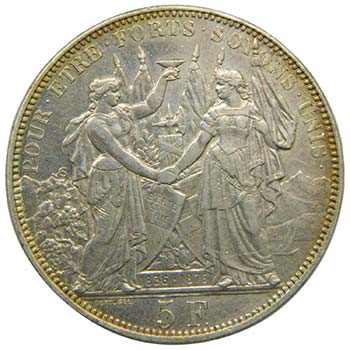 Suiza 5 Franc Lausanne 1876  ... 