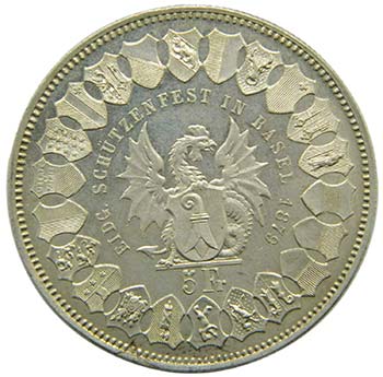 Suiza 5 Francs  Basel 1879 ... 