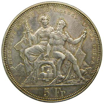 Suiza 5 Francs Lugano 1883 ... 