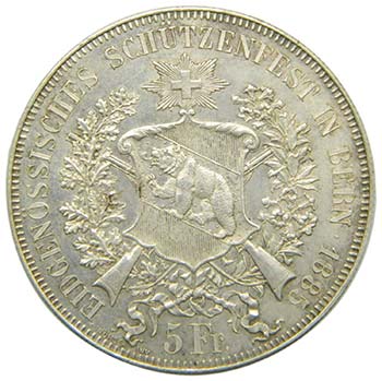 Suiza 5 Francs Bern 1885  (X#S17)  ... 