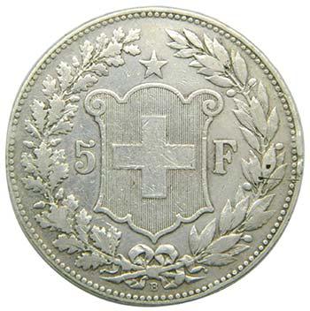 Suiza 5 Francs 1890   (km#34) ... 