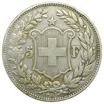 Suiza 5 Francs 1892   (km#34) ... 